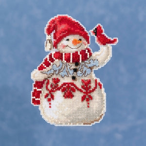 Snowman with Cardinal